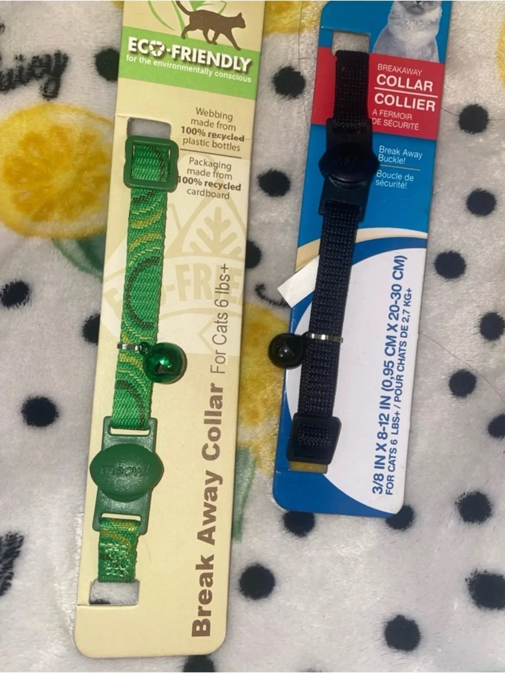 Petmate Eco-Friendly Green Cat Breakaway Collar & Aspen Pet Black Cat Collar